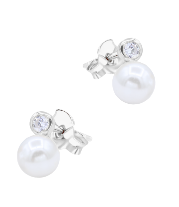 Crystal with Pearl Silver Stud Earring STS-7088